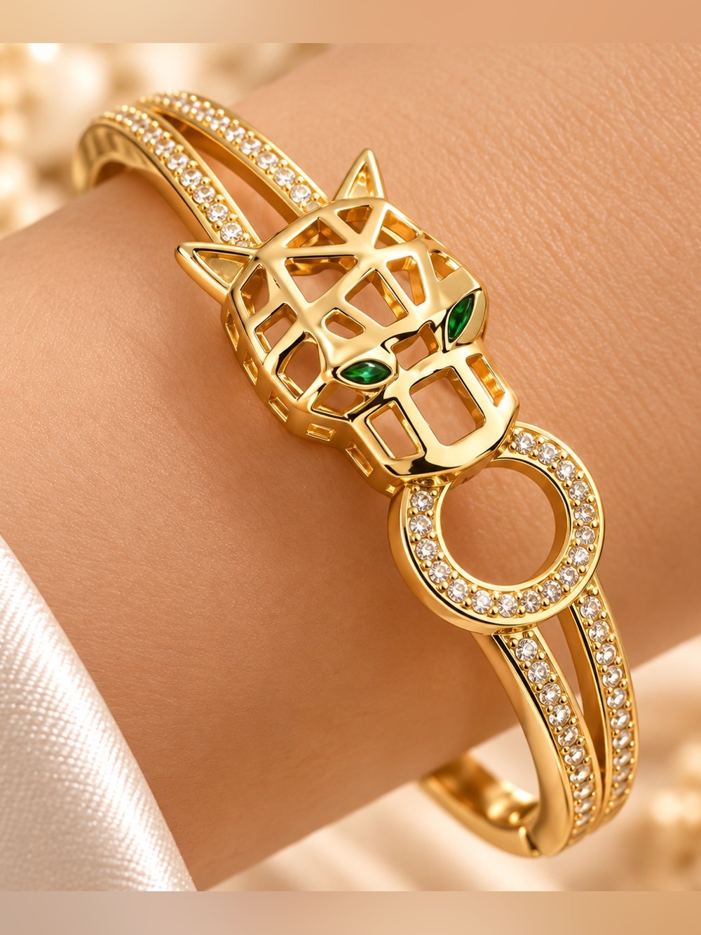 Gold Panther Bracelet | Luxury Statement Bangle | Elegant Minimal Jewelry